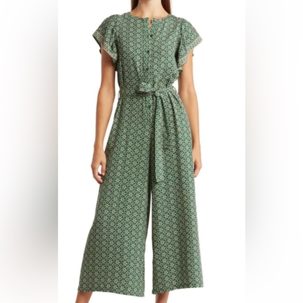 Max Studio Green Floral Jumpsuit‎ women size small